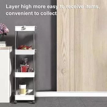 Тележка для хранения, 3-х уровневая мобильная полка-органайзер, большая вместимость, простая установка Four Layer