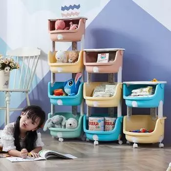 Тележка для хранения игрушек, стойка для хранения детских книг, многоуровневая сборная книжная полка, кухонная тележка для хранения фруктов и овощей
