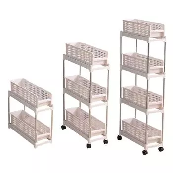 Тележка для хранения вещей, экономящая место, универсальная, регулируемая, стильная, органайзер для хранения вещей на колесиках для дома 3 Tier