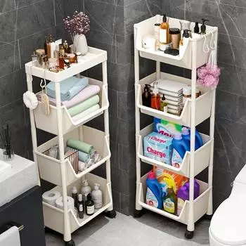 Тележка для хранения вещей, передвижная книжная полка, держатель для кухонного органайзера, многоуровневая угловая полка для гостиной, ванной комнаты с колесами