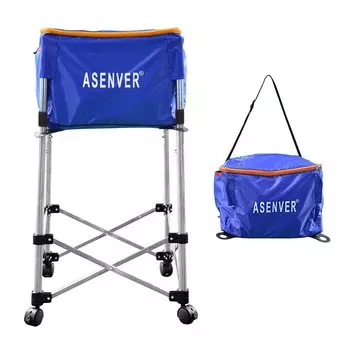 Тележка для мячей Voodans, сумка для мячей, мобильная корзина для мячей с роликами для тренировочного хранения мячей, совместимая с настольным бейсболом, софтболом, теннисом, синий