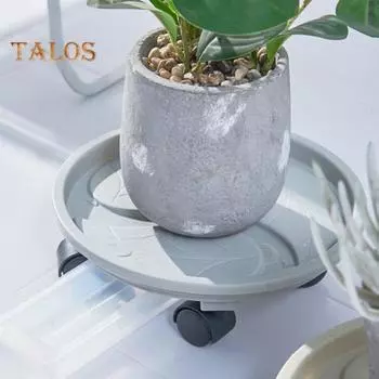 Тележка для растений на колесах, прочный поддон для кашпо со съемным дренажным поддоном, подставка для кашпо на колесиках, тележка для комнатных и уличных растений, балкон S Round