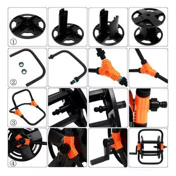 Тележка для шланга Садовая тележка для водопроводных труб 20 м Тележка для пустого шланга Катушка для шланга Органайзер для шланга чёрный