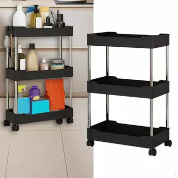 Тележка на колесах для ванной комнаты, тонкий органайзер для хранения, классический блок 3 layer