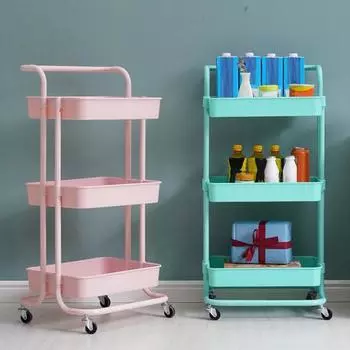 Тележка на колесах с 4 колесами, большая вместимость, прочная несущая тележка для хранения на колесах с чёрный