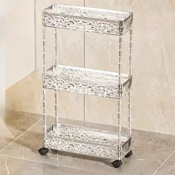 Тележка на колесиках для хранения, 1 шт., 3-х уровневый органайзер на тележке для ванной комнаты, мобильный стеллаж, органайзер для стирки, многофункциональная тележка для домашнего офиса
