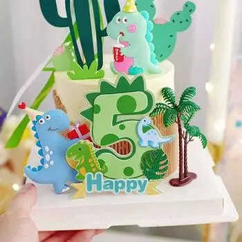 Тема «Джунгли Сафари» Цифры 0-9 Торт Украшение Зеленое Цифра Кекс Украшение Свадебный Реквизит Number1