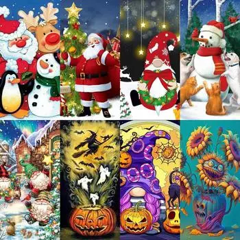 Тема Хэллоуина 5D DIY Алмазная картина Рождество Алмазная вышивка Набор крестиков Полный горный хрусталь Мозаика Украшение дома Round 20x30cm