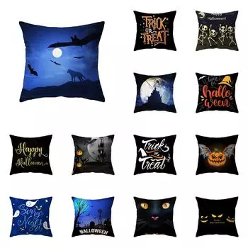 Тема Хэллоуина Страшная тыква с принтом черепа Чехлы для подушек Домашний декор Декор дивана Полиэстер Подушка Наволочка 40X40CM