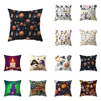 Тема Хэллоуина страшный принт тыквы, чехол для подушки, домашний декор, украшение для дивана, квадратный полиэстер, наволочка 40X40CM