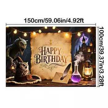 Тема Волшебная Фантазия Загадочный Стиль-Фон С Днем Рождения для Фотобудки,Праздничного Мероприятия,Торжеств в Помещении/на Открытом Воздухе 150*100cm/59*39in/5*3ft