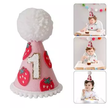 Тематическая шапка для первого дня рождения для девочек и мальчиков, мягкая фетровая шапка для празднования дня рождения ребенка в первый год S1