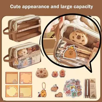 Тематическая симпатичная пенал | Прозрачная коробка с несколькими отделениями | Карандашница с широким горлом 15 мл One Size