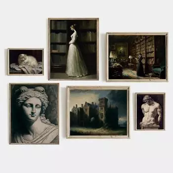 Темная академия искусства скульптура плакат печать для галереи гостиная домашний декор готический дом с привидениями холст картина настенное искусство 21*30cm No Frame