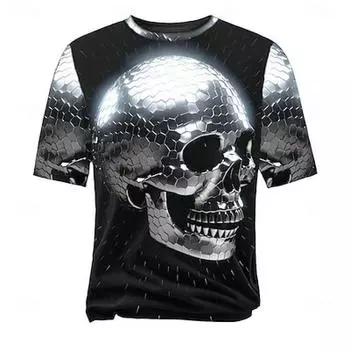 Темная дизайнерская готическая мужская футболка с 3D-принтом, повседневная рубашка с коротким рукавом и круглым вырезом, летняя весенняя одежда S