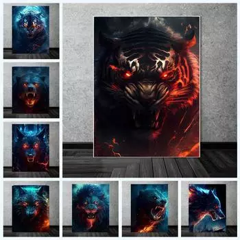 Темная фантазия Магия диких животных принты плакат холст живопись Hd современные настенные художественные картины для гостиной спальни украшения дома без рамки 21*30cm