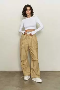 Темно-бежевые брюки-парашюты Galvin Boxer