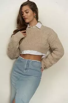 Темно-бежевый укороченный свитер Mohan