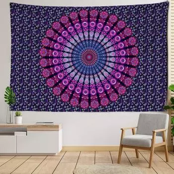 Темно-фиолетовый гобелен с мандалой, настенный богемный загадочный абстрактный эстетический декор для комнаты, спальни, домашнего декора 95x70CM