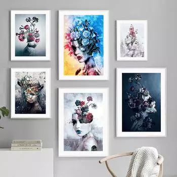 Темно-готический стиль Цветочница Абстрактная настенная живопись на холсте Украшения для гостиной Плакаты и принты Настенные картины для дома A4 21X30cm No Framed