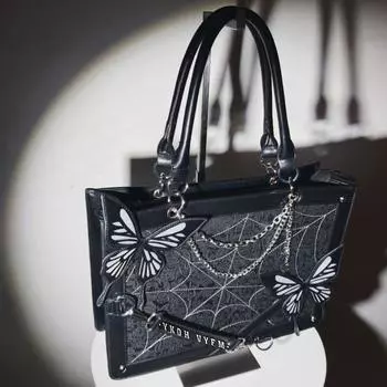 Темно-готический стиль, сумка с булавкой и лабиринтным узором, прозрачный рюкзак ItaBag с булавкой, подарок для девочки