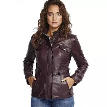 Темно-красное антикварное кожаное пальто Adele