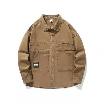 Темно-серая японская ретро-многокарманная повседневная куртка с инструментами, мужская свободная куртка большого размера, джинсовая модная M