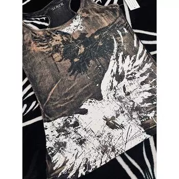 Темно-серый выстиранный приталенный жилет Each piece is not the same washed pattern D1-2 L