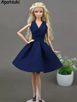 Темно-синее элегантное уникальное кукольное платье для куклы Барби 1:6, вечерние платья, одежда для 1/6, аксессуары для кукол BJD синий
