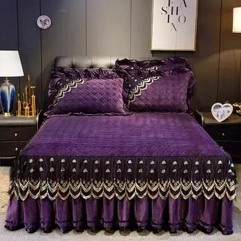 Темно-синее роскошное кружевное зимнее покрывало, толстое домашнее покрывало в стиле юбки, простыни с вышивкой, хлопковые покрывала в европейском стиле 150x200cm 1pcs