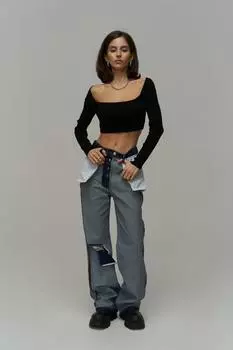 Темно-синие джинсовые брюки Remain с обратным краем