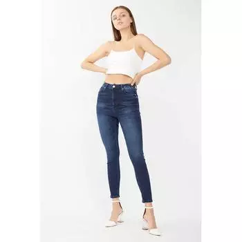 Темно-синие женские джинсы супероблегающего кроя