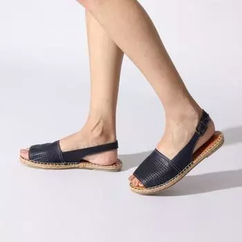 Темно-синие женские сандалии из натуральной кожи