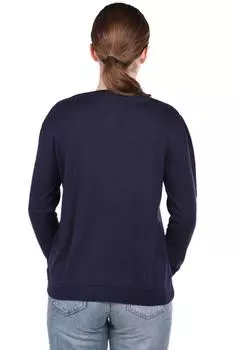 Темно-синий базовый женский трикотажный кардиган на пуговицах