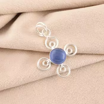 Темно-синий камень кошачий глаз 925 проба серебро ювелирные изделия ручной работы круглый кулон PP-41-49