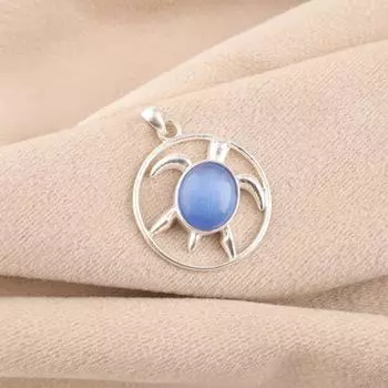 Темно-синий камень кошачий глаз 925 стерлинговое серебро ювелирные изделия ручной работы кулон для женщин CP-2-47