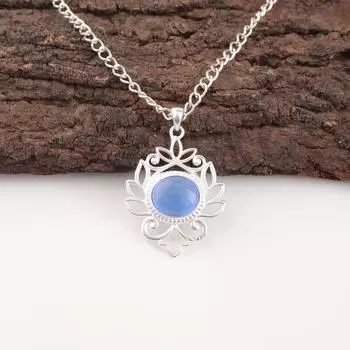 Темно-синий камень кошачий глаз Ювелирные изделия из стерлингового серебра 925 пробы Ручной работы Подвеска для нее CP-1-41