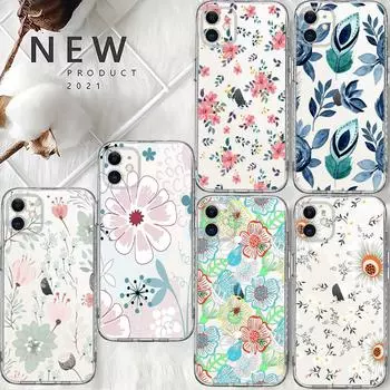 Темно-синий прозрачный чехол для телефона с цветочным рисунком для Iphone 11, чехол для Iphone 14 13 12 11 Pro Max 13 12 Mini Xs Max Xr X 7 8 6 6s Plus, чехол For iPhone 7