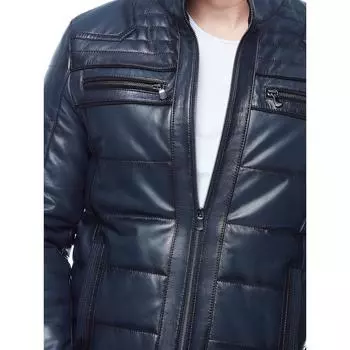 Темно-синяя кожаная куртка Andino