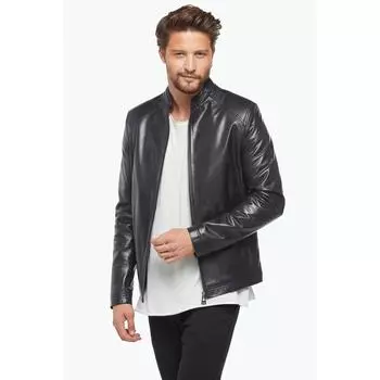 Темно-синяя кожаная куртка Armond