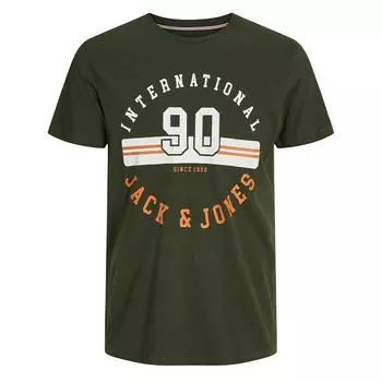 Темно-зеленая футболка с логотипом для мужчин JACK & JONES S хаки