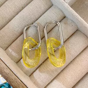 Темно-зеленые глазурованные серьги U-образной формы с толстой застежкой-скобой для уха, с передовым чувством, в стиле ретро Гонконга, женские, съемные