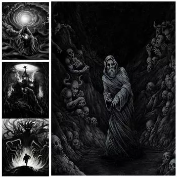 Темное искусство Фэнтези Магия Wall Art Картина маслом Ужас Монстр Сюрреализм Художественный постер и печать 21cm30cm NoFrame