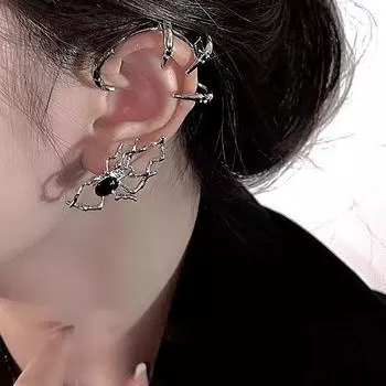 Темные крутые серьги-подвески в стиле паучьих ушей Spice Girls в стиле панк для женщин