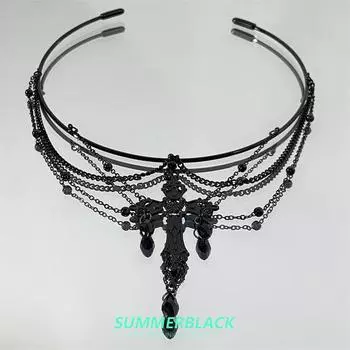 Темный европейский и американский персонализированный крест, чокер с кисточкой в виде капли воды, браслет-манжета, женская мода, панк, ручные украшения Black Cross Drop Arm Ring
