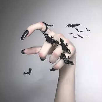 Темный готический старинный алмазный летучая мышь странное кольцо мужское и женское индивидуальное панк-стиль открытое кольцо на указательный палец прилив