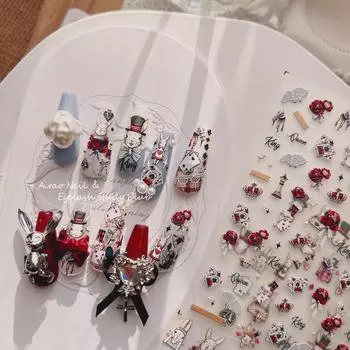 Темный кролик рельефная наклейка для ногтей украшение для ногтей своими руками креативное украшение to2113