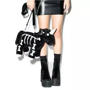 Темный панк-стиль, индивидуальные модные тенденции, плюшевая сумка через плечо, женская сумка-мессенджер, роскошные сумки чёрный