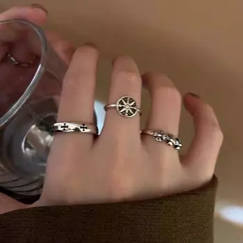 Темный старый крест открытое кольцо женское стиль ниша дизайн кольцо простое модное персонализированное указательный палец кольцо