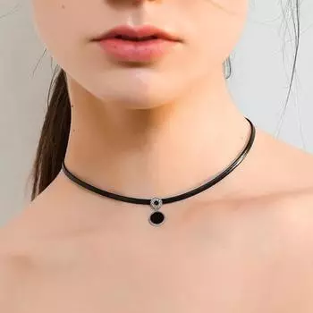 Темный стиль, женское ожерелье на ключице, круглый кулон, регулируемая длина, женское колье, ожерелье, ювелирное изделие, подарок серебряный